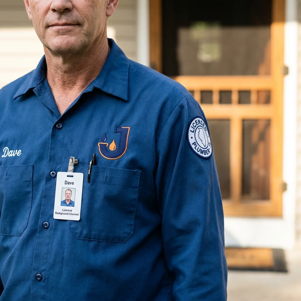 Licensed plumber showing ID badge in Wailuku, HI