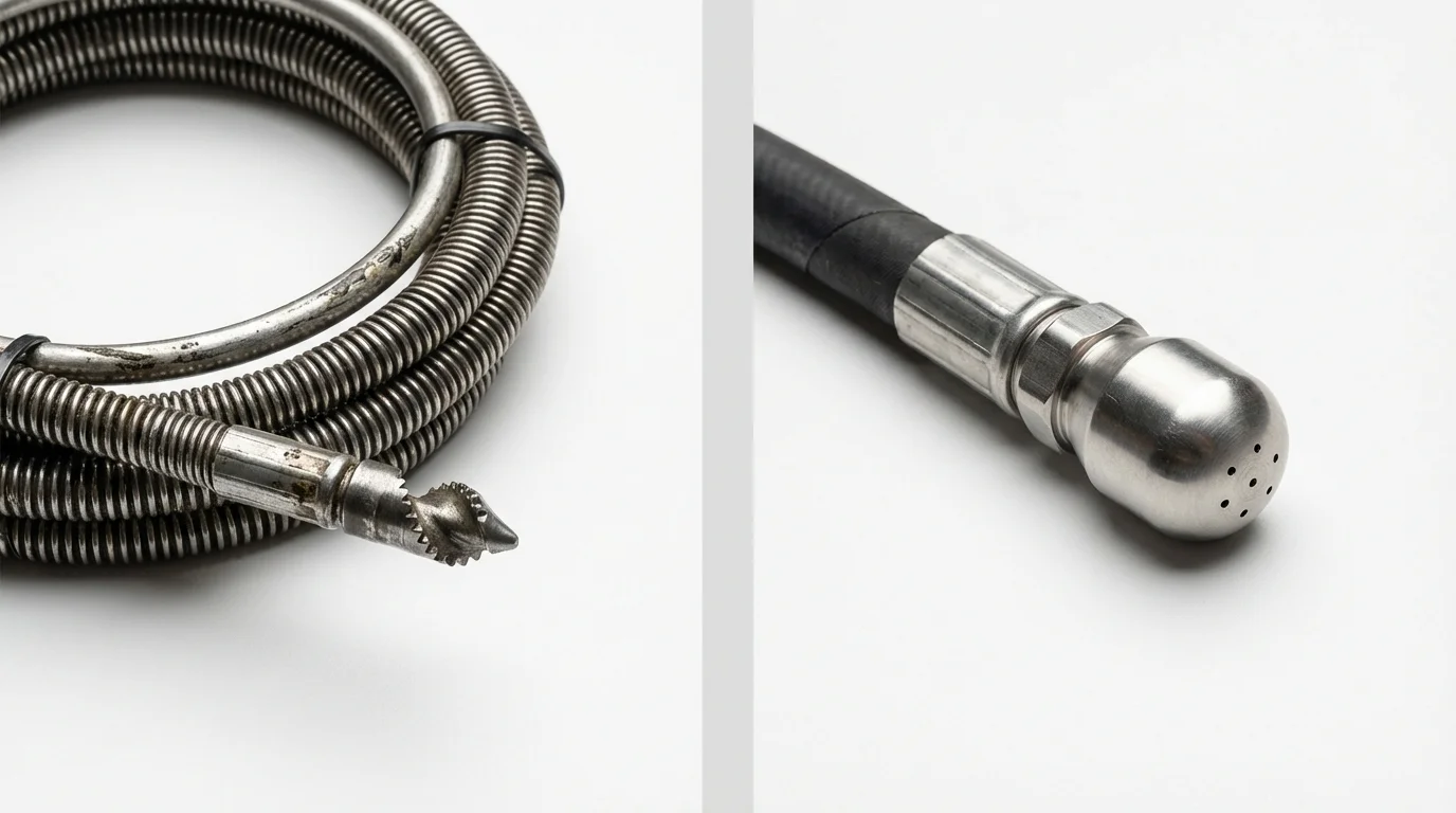 Drain snake cable and hydro jetting nozzle used for drain cleaning in Wailuku, HI