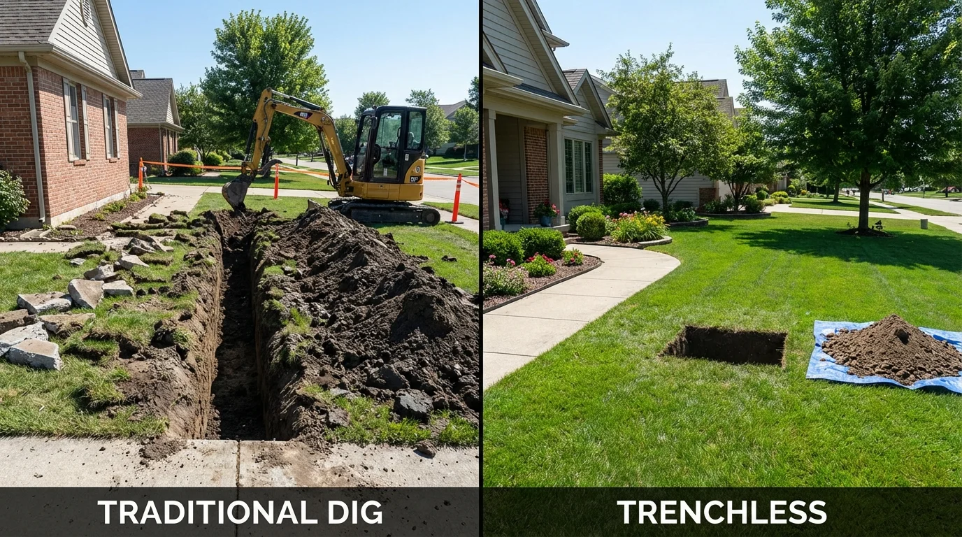 Trenchless sewer repair with minimal yard damage versus traditional excavation in Wailuku, HI